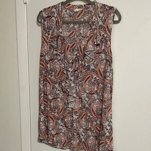 Siren Lily Paisley Sleeveless Top - Orange and Blue